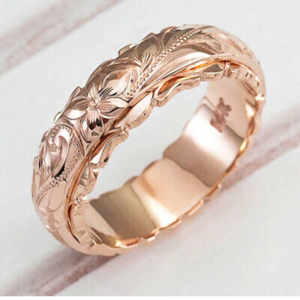 New 925 Silver 14K Rose Gold Plated Flower Ring  7